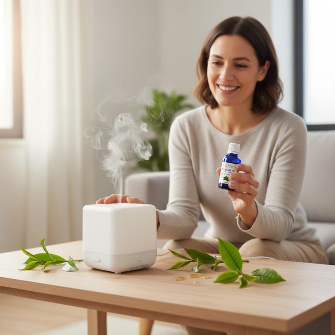 Aceite Esencial de Árbol de Té PURO 100%  - MUJER SOSTENIENDO ACEITE ESENCIAL - Aceite Esencial de Árbol de Té PURO 100%  Antiséptico, antifúngico, antiviral y cuidado integral de la piel y el hogar  El Aceite Esencial de Árbol de Té 100% puro es un imprescindible para todo botiquín o bolso de viaje. Reconocido por sus potentes propiedades antisépticas, antifúngicas y antivirales, este aceite esencial de alta calidad actúa de manera natural para proteger la piel, el cabello, las uñas y el ambiente frente a bacterias, hongos y virus.  Es un aliado versátil para el cuidado diario: desinfecta heridas, favorece la cicatrización, regula el cuero cabelludo, combate acné, hongos y verrugas, protege a mascotas de parásitos y purifica el aire mediante difusores. Su acción profunda lo convierte en un producto imprescindible para el hogar, la oficina y los viajes.  Beneficios principales Antiséptico, antiviral y antifúngico: elimina bacterias, virus y hongos de la piel, uñas, cabello y ambiente, protegiendo frente a infecciones y contaminantes.  Cuidado de la piel: ayuda a desinfectar y regenerar heridas, cicatrizar lesiones y combatir acné, verrugas y otras infecciones cutáneas; su acción profunda oxigena y revitaliza las células.  Salud capilar: regula la actividad de las glándulas sebáceas en cabellos grasos o secos, combate piojos y fortalece el cuero cabelludo, pudiendo aplicarse puro o diluido en aceites vegetales.  Uñas y pies: eficaz contra hongos de uñas y pie de atleta, ayuda a limpiar y proteger uñas y dedos, manteniéndolos sanos.  Uso doméstico y ambiental: ideal como difusor o ambientador para eliminar bacterias y virus del aire, manteniendo espacios limpios y protegidos en casa, oficina o lugares concurridos.  Cuidado de mascotas: aplicado sobre el lomo y nuca, ayuda a eliminar pulgas y bacterias de forma segura, protegiendo a los animales sin productos químicos agresivos.  Profesionales y masajes: utilizado en consultas y centros de masaje para desinfectar utensilios, camillas y manos, garantizando higiene y seguridad en cada sesión.   Presentación y composición Formato: Envases de 15 ml, 30 ml, 50 ml y 100 ml  Composición: Aceite esencial de Árbol del Té 100% puro, sin aditivos ni conservantes.  Modo de uso: Exclusivamente para uso externo. Se puede aplicar puro, diluido en aceites vegetales o mediante difusor.  ¿Por qué elegir Aceite Esencial de Árbol de Té 100% PURO? Porque es 100% natural y puro, garantizando máxima eficacia y seguridad. Porque combina propiedades antisépticas, antifúngicas y antivirales en un solo producto. Porque es versátil, apto para piel, uñas, cabello, mascotas y ambiente. Porque es ideal para todo botiquín, hogar o viaje, ofreciendo protección completa de manera natural. 👉 Un aceite esencial imprescindible para la higiene, cuidado personal y protección del hogar, fácil de usar y altamente efectivo.  💡 Meta descripción SEO: Aceite Esencial de Árbol de Té 100% puro. Antiséptico, antiviral y antifúngico natural para piel, uñas, cabello, mascotas y ambiente. Ideal para higiene, cicatrización y cuidado diario.  🔑 Palabras clave SEO optimizadas: aceite esencial árbol de té, aceite árbol de té puro, árbol de té 100% natural, aceite esencial antiséptico, aceite árbol de té piel, aceite árbol de té cabello, aceite árbol de té uñas, aceite árbol de té mascotas, aceite esencial antiviral, aceite esencial antifúngico, aceite árbol de té difusor, aceite árbol de té viaje