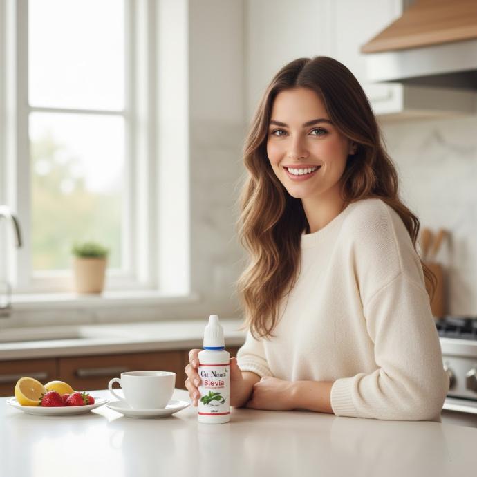 Stevia Líquida 30ml – Endulzante natural - Chica sujetando Stevia Líquida Stevia Líquida 30ml – Endulzante natural Endulzante natural, sin calorías y práctico para uso diario y viajes  La Stevia Líquida 30ml es un endulzante natural extraído de la stevia silvestre paraguaya, reconocido por su sabor intenso y dulce sin aportar calorías. Elaborada con steviol glicósidos de alta pureza (95%), esta fórmula concentrada permite endulzar tus bebidas y recetas con pocas gotas, manteniendo el sabor característico de la stevia y respetando la pureza del producto. Su composición incluye agua osmotizada y acidificantes autorizados, lo que asegura estabilidad y conservación por más de dos años.  Ideal para quienes desean reducir el consumo de azúcar, diabéticos, deportistas o cualquier persona que busque un endulzante natural seguro y versátil. Su presentación en frasco pequeño la hace perfecta para llevar en el bolso, la oficina o de viaje, disfrutando de dulzura natural en cualquier momento.  Beneficios principales Endulzante natural y sin calorías: aporta el sabor dulce sin aumentar la ingesta calórica ni afectar los niveles de glucosa en sangre, siendo apto para diabéticos y dietas de control de peso.  Sabor intenso y concentrado: con más del 22% de concentración de steviol glicósidos, garantiza un poder endulzante superior al de otros productos del mercado, necesitando solo unas gotas para endulzar cualquier preparación.  Versátil y práctico: ideal para bebidas calientes o frías, infusiones, café, té, jugos, postres y recetas de repostería, sin alterar el sabor natural de los alimentos.  Origen natural y alta pureza: elaborado con stevia silvestre (criolla) de Paraguay, cultivada en herbazales naturales y procesada bajo estándares de pureza europeos, asegurando un producto 100% natural y seguro.  Conservación prolongada y estable: gracias a su formulación con acidificantes autorizados, mantiene su sabor y propiedades durante más de dos años sin necesidad de conservantes artificiales, garantizando máxima eficacia y calidad.    Presentación y composición Formato: Frasco de 30ml Ingredientes: Agua osmotizada, steviol glicósidos (95% pureza), acidificantes autorizados Concentración: Más del 22% de steviol glicósidos, sabor intenso y natural Duración: Más de 2 años de conservación Por qué elegir Stevia Líquida 30ml Porque es 100% natural y seguro, ideal para endulzar de manera saludable. Porque aporta sabor intenso con pocas gotas, evitando azúcares y calorías. Porque es versátil y práctico, perfecto para bebidas, postres y recetas en cualquier lugar. Porque su formulación asegura conservación prolongada y máxima pureza. Porque es apto para diabéticos y dietas de control de peso, cuidando tu salud sin renunciar al sabor. 👉 Un endulzante natural concentrado, seguro y práctico, para disfrutar del dulce de manera saludable y versátil en cualquier momento y lugar.  💡 Meta descripción SEO: Stevia Líquida 30ml – Endulzante natural sin calorías, concentrado y seguro. Ideal para bebidas, postres y recetas, apto para diabéticos y dietas saludables.  🔑 Palabras clave SEO optimizadas: stevia líquida, stevia líquida natural, stevia 30ml, endulzante natural líquido, stevia sin calorías, stevia concentrada, stevia para diabéticos, stevia para bebidas, endulzante saludable, stevia paraguaya