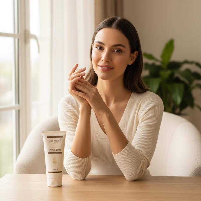 Crema de Manos Reparadora 100 ml - Chica con crema de manos - Crema de Manos Reparadora 100 ml Hidratación profunda, regeneración y cuidado integral para manos, uñas y pies  Nuestra Crema de Manos Reparadora con Manteca de Karité es un tratamiento intensivo diseñado para restaurar la suavidad, elasticidad e hidratación de la piel seca o agrietada. Su fórmula enriquecida con Aloe Vera, Baba de Caracol y Manteca de Karité actúa profundamente, promoviendo la regeneración celular y dejando la piel de manos y pies suave, nutrida y revitalizada. Ideal para manos castigadas por el frío, el trabajo diario o la sequedad ambiental.  Beneficios principales Hidratación profunda: mantiene la humedad natural de la piel, dejándola suave, flexible y tersa durante todo el día.  Regeneración y reparación: el Aloe Vera, la Baba de Caracol y la Manteca de Karité favorecen la renovación celular, reparando la piel dañada y mejorando visiblemente la textura.  Suaviza y calma la piel: el Aloe Vera calma y actúa como emoliente, mientras que la Baba de Caracol ayuda a reducir cicatrices y marcas, dejando la piel tersa y uniforme.  Fortalece uñas y cutículas: nutre en profundidad, promoviendo uñas fuertes y cutículas saludables.  Protección diaria: previene la resequedad y protege la piel frente a agresiones externas, como el frío o productos químicos.   Composición destacada Aloe Vera: calmante y emoliente, hidrata y protege la piel. Baba de Caracol: regeneradora y reparadora, mejora la textura y apariencia de la piel. Manteca de Karité: hidratante profunda y restauradora, nutre y suaviza la piel. Presentación Envase con 100 ml de crema, práctico para el hogar o para llevar en el bolso. ¿Por qué elegir nuestra Crema de Manos Reparadora? Fórmula natural y efectiva para piel seca, agrietada o dañada. Hidrata, repara y protege manos, uñas y pies. Combina tres ingredientes potentes: Aloe Vera, Baba de Caracol y Manteca de Karité. Textura ligera, de rápida absorción, sin sensación grasa. 👉 Ideal para el cuidado diario, para mantener tus manos suaves, nutridas y saludables durante todo el año.  💡 Meta descripción SEO:Crema de Manos Reparadora 100 ml con Aloe Vera, Baba de Caracol y Manteca de Karité. Hidrata, regenera y protege manos, uñas y pies, dejando la piel suave y saludable.  🔑 Palabras clave SEO optimizadas:crema de manos reparadora, crema manos secas, crema hidratante manos, crema para manos agrietadas, crema nutritiva uñas, crema piel seca manos y pies, crema regeneradora manos, crema con manteca de karité, crema con baba de caracol, crema con aloe vera