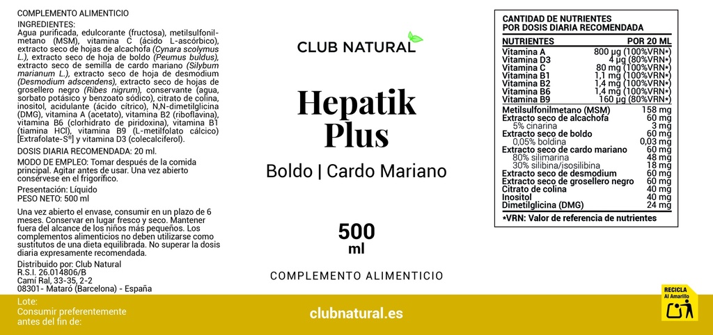 Jarabe Hepatik Plus - 500ml