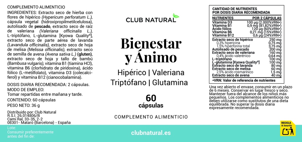 ​Bienestar y Ánimo 60 cápsulas