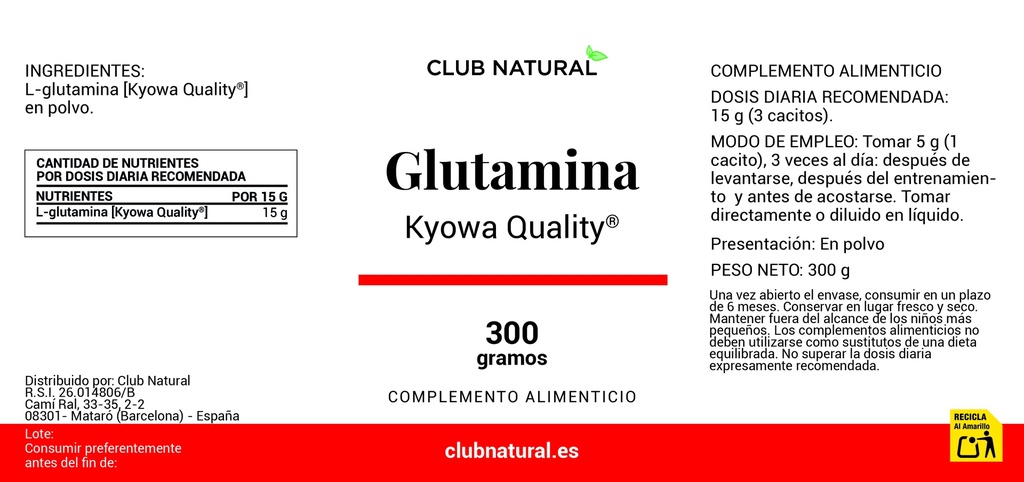 GLUTAMINA Recuperador Muscular