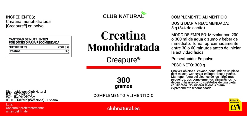 Creatina Monohidratada Certificada CREAPURE®