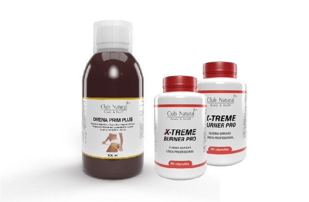 PACK ADELGAZA PLUS - 1ud. Drena Prim PLUS 500ml (Eliminación líquidos) + 2ud. Quemagrasas PRO 90cáps