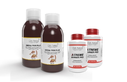 PACK ADELGAZA PAREJAS- 2ud. Drena Prim PLUS 500ml (Elimina líquidos) + 2ud. Quemagrasas PRO 90cáps